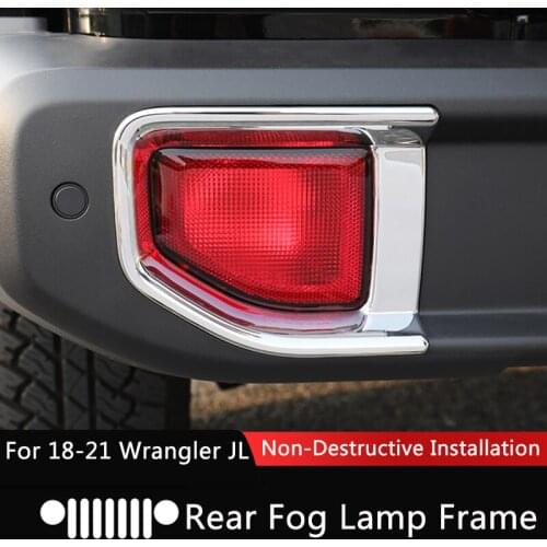 QHCP Car Rear Bumper Fog Light Lamp Decoration Cover Sticker Trims For Jeep Wrangler JL 2018-2021 Exterior Accessory Car Styling