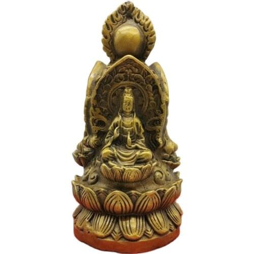 Early Chinese collection of brass three Buddha family decorations