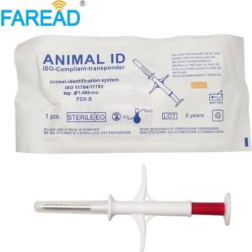 X100 1.4*8mm Animal ID microchip syringe RFID injector with glass tag for fish mouse small animal with Free Encoding