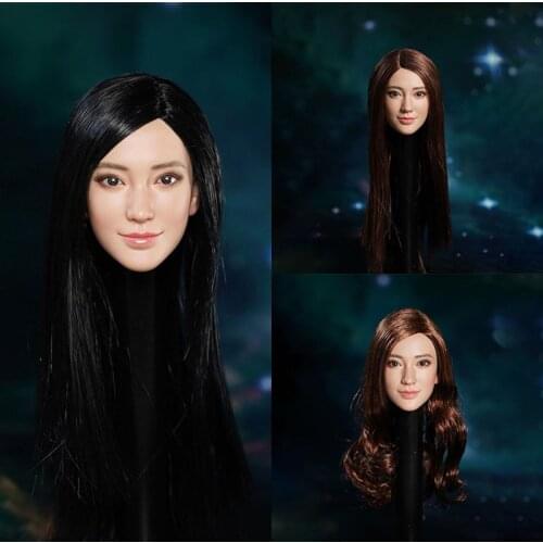 SUPER DUCK SDH022 1/6 Asian Beauty Head Sculpture Female Soldier Head Carving Fit 12'' Action Figure Body Dolls