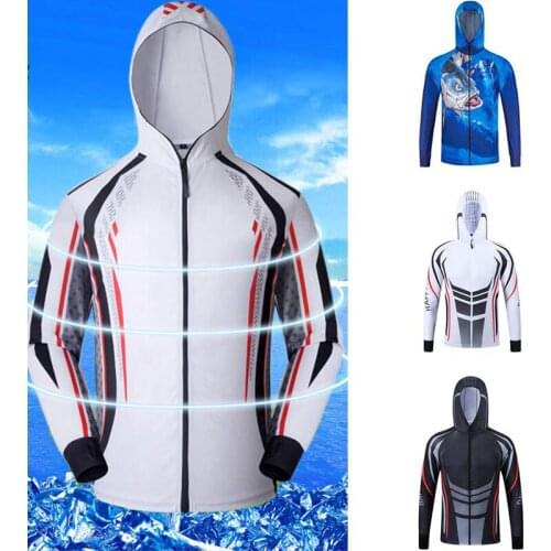 Ultra-thin Breathable Sunscreen Fishing Suit Mens Anti-mosquito Fishing Clothing Quick-drying Long Sleeve Hooded Fishing Suit