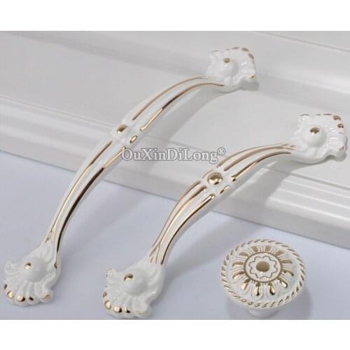 10PCS Elegant European Solid Brass Kitchen Door Handles Cupboard Wardrobe Drawer Cabinet Pulls Handles&Knobs Furniture Hardware