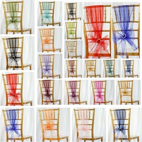 100pcs/set Organza High Quality Chair Sashes Wedding Chair Knot Cover Decoration Chairs Bow band Belt Ties For Weddings Banquet