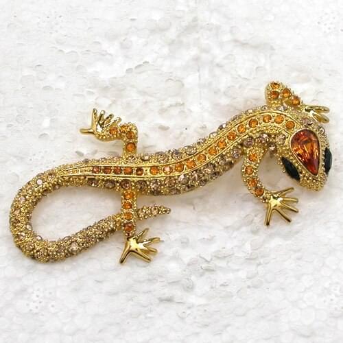 12pcs/lot Wholesale Fashion brooch Gecko Rhinestone Pin brooches C102003