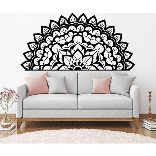 166*84CM Half mandala Decals Headboard Art Decor Yoga Studio Wall Stickers Boho Style For Master Bedroom Home Decorative LC1200