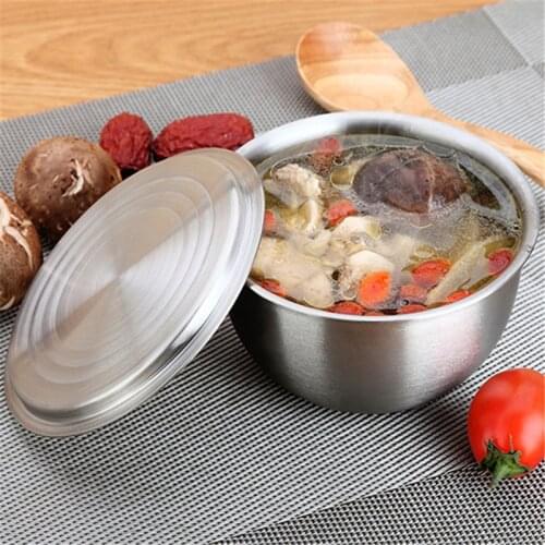 304 stainless steel stew bowl cover soup ramen noodle bowl kitchen egg bowl with lid dessert steamed rice soup stew pot bowl
