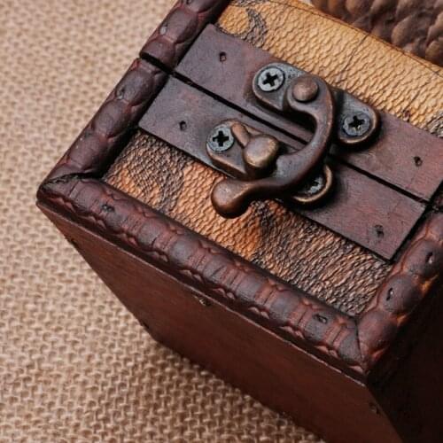 97QE Vintage Wooden Map Storage Box Case Jewellery Cufflinks Chest Small Gift New