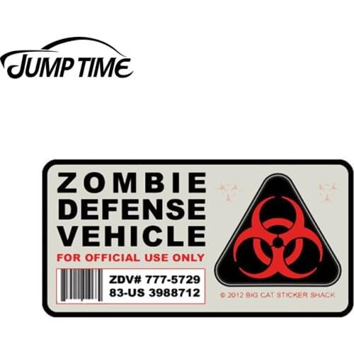 JumpTime 13cm X 6.65cm Amusing Zombie Defense Vehicle Car Stickers The Whole Body Car Window Decal Motor Parts