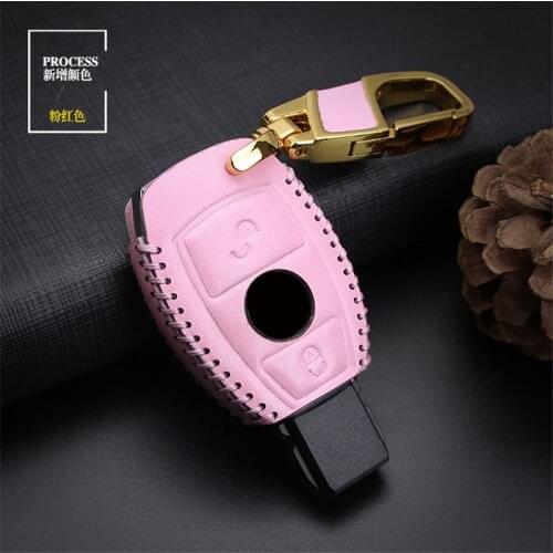 Genuine Leather Car Key Bag Case Cover Key Holder For Mercedes Benz W203 W210 W211 W124 W202 W204 AMG Accessories Car Styling