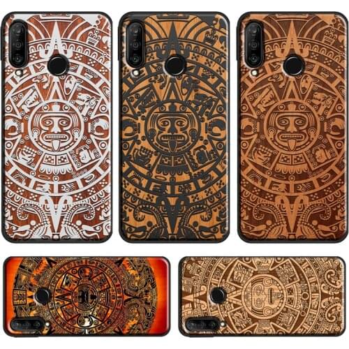 Mayan Calendar Wood Pattern Case For Huawei P20 Lite P40 P30 Pro Mate 20 Lite P Smart 2019 Z Honor 10 i 8X 9X Nova 5T