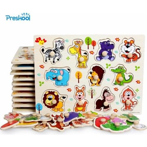 Wooden Jigsaw Puzzles Kids Baby Early Study Education Toy educational toys for children wood puzzle Animal Digital Letter