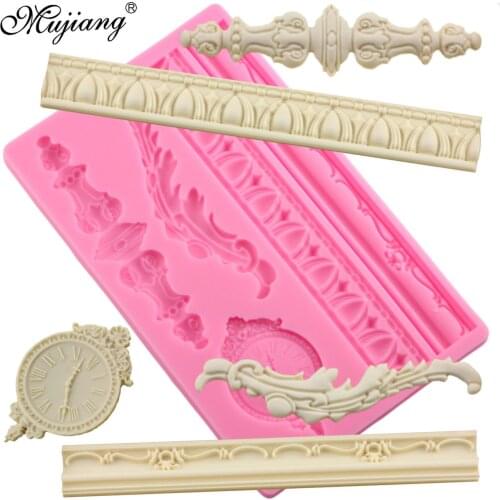 DIY European Frame Cake Border Silicone Mold Baroque Scroll Relief Fondant Cake Decorating Tools Candy Chocolate Gumpaste Mould