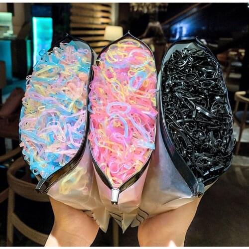 500pc Strong Elastic Office Rubber Ring School Colorful Disposable Rubber Bands Gum for Girls Children Scrunchie Ponytail Holder