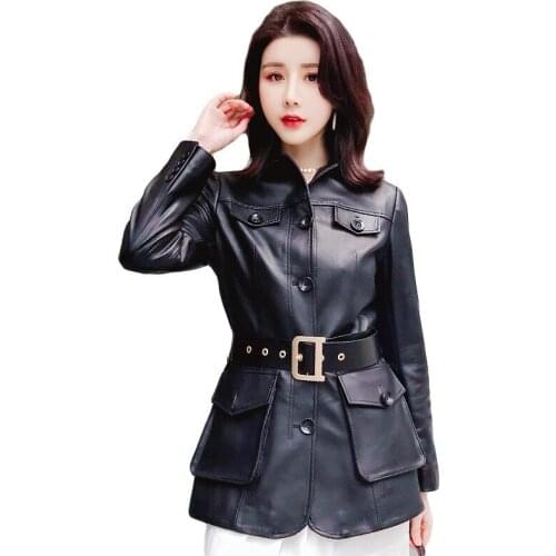 Genuine Leather Jacket Women Winter 100% Real Sheepskin Coat Female Chaquetas Mujer 2020 Korean Montone Coats and Jackets 9102