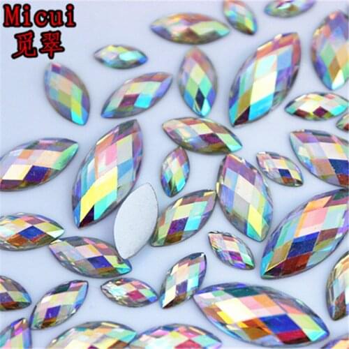 Micui 50-100pcs Mix Crystals AB Horse Eye Resin Rhinestone Flatback Gems Strass StonesDIY Wedding Crafts Decorations MC426