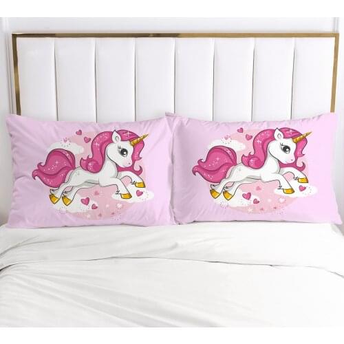 3D Unicorn 2PCS Pillow Cases Cartoon Decoration Throw Pillow Cover Bedding PillowCase For Baby Kids Child Girls Boys 70x70 50x70