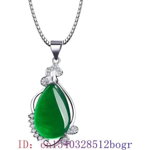 Jade Water droplet Pendant Gifts Fashion 925 Silver Natural Amulet Jewelry Necklace Chinese Women Chalcedony Charm Hetian