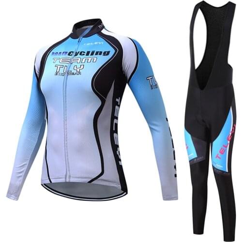 Autumn long sleeve cycling jersey set wear Female bike clothes kit dress BIB pants bicycle clothing suit Pro mtb mallot uniform