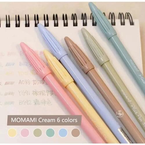 6pcs New Color Korea Monami Plus Pen 3000 Cream Color Watercolor Pen Macaron Light Fiber Pen school supplies stationery