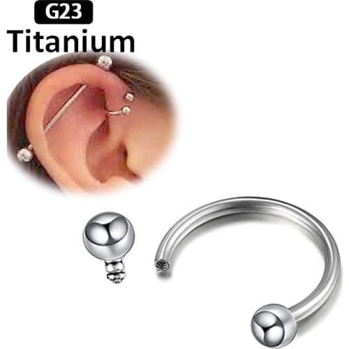 1PS New G23 Titanium internal thread round barbell body nose ring earrings fashion body piercing jewelry