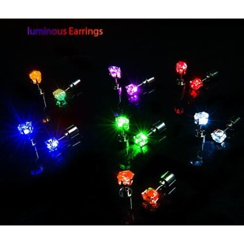 1/2Pcs Light Up LED Bling Ear Stud Earrings Korean of Flash Zircon Ear Earrings Accessories for Party Women Christmas Earrings