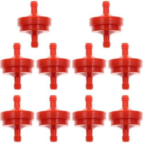Fuel Filter Lawn Mower Replacement 1/4" 10pcs Suitable High Quality Easy To Install Red Sturdy Durable For Briggs Stratton