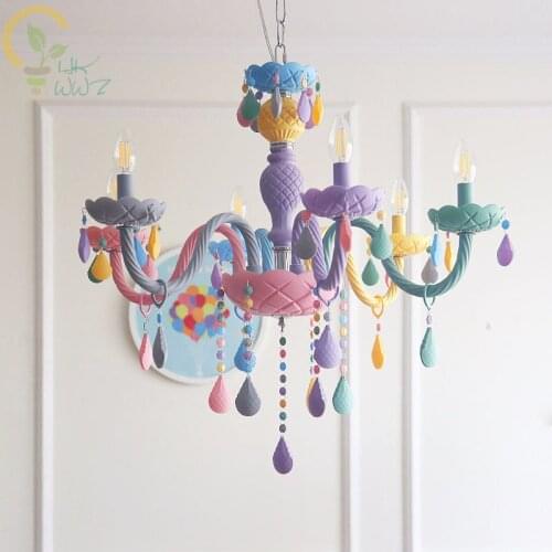 Modern Colourful Crystal Chandelier Living Room lustres de cristal Decoration Childrens Chandeliers Home Lighting Indoor Lamp