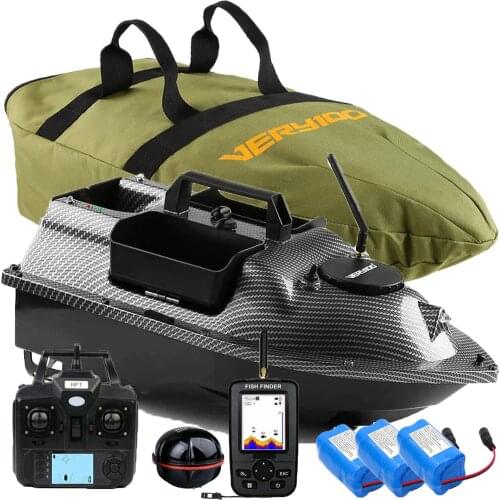 VERY100 500M 3 Hoppers Fishing Bait Boat RC Wireless Hook Bait Post Boat with LCD GPS Sonar Sensor Fishfinder,Carrybag,Battery