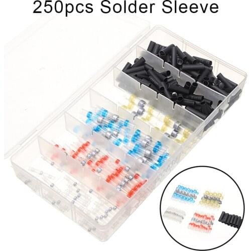 250pcs Waterproof Solder Seal Sleeve Heat Shrink For Wire Butt Connectors Electrice Cable Splice Insulated Kit
