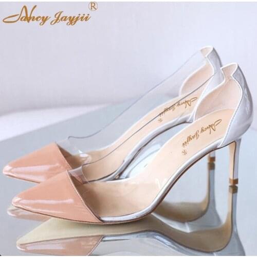 Nancyjayjii Sexy High Heels Princess Cinderella Clear Glass(PVC) Wedding&Party&Evening Summer Women Pumps Size 4-16 Shoes