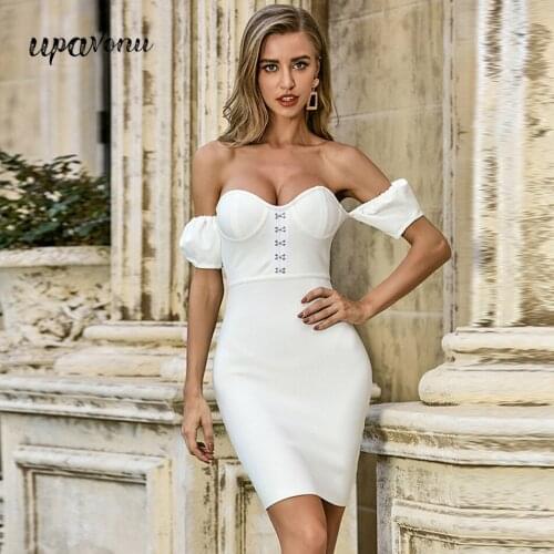 2020 New Summer Women Dress Strapless Backless Bandage Dress Sexy Bodycon Dress Chic Club Celebrity Party Dresses Vestidos