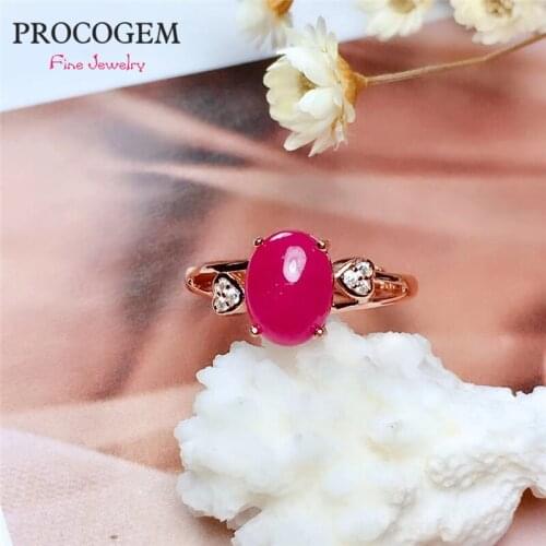 PROCOGEM Natural Pink Ruby Ring for Women Girl OL gifts 2.5ct Genuine red gemstones rings fine Jewelry 925 Sterling Silver #755