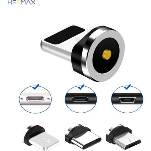 1pcs 5pcs Round Magnetic Plug Micro USB Magnetic Charger Cable Plug USB Type C Magnet Cable Adapter 360 Rotate 8 pin Cable Tips