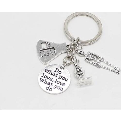 1 piece microscope keychain science keychain biologist medical chemistry gift, do your favorite thing jewelry charm