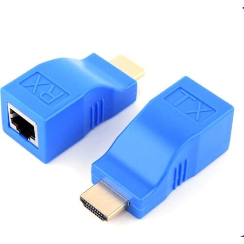 1 Piece HDMI-compatible Extender 4K RJ45 Ports LAN Network Up to 30m Over CAT5e / 6 UTP LAN Ethernet Cable for HDTV HDPC