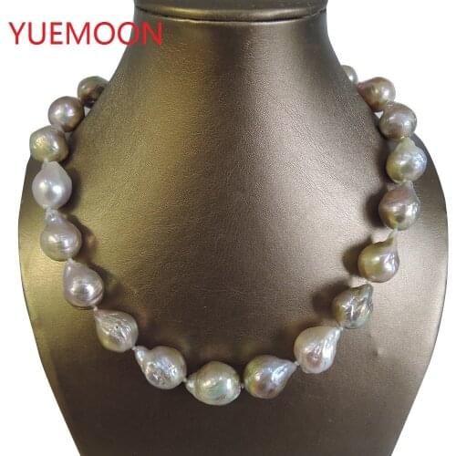 100% NATURE FRESHWATER Baroque PEARL NECKLACE and bracelet matched-14-17 MM big PURPLE pearl NECKLACE-IN PURPLE COLOR-49-120 CM