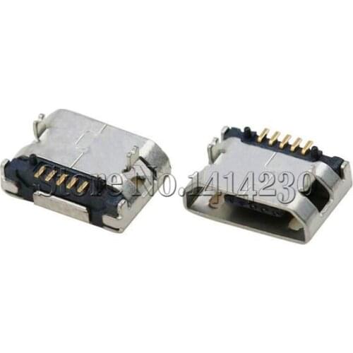 100pcs 5.9mm Micro USB 5P,5-pin Micro USB Jack,5Pins No Curling Micro USB Connector Tail Charging socket mini USB