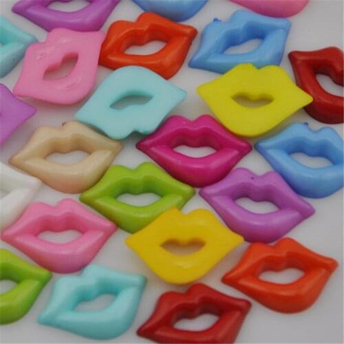 100 pcs Mini Mix Lips Flatback Resin Buttons Scrapbooking DIY Appliques PH90