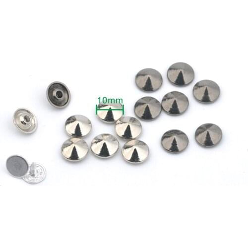 150pcs pack 10mm zinc alloy metal rivets pyramid cone jeans rivets silver, gun metal color with alum nail free shipping ZD-022