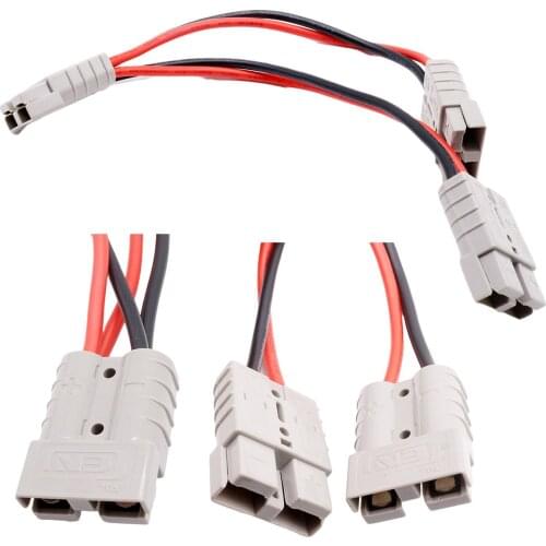 1x Quick Connect Disconnect Large Current 1 to 2 Splitter For Anderson Copper Connector Battery Harness 10AWG 50A Charging Cable