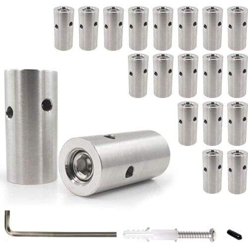 20Pcs Green Wall Stainless Steel Hubs Wire Trellis Kits For Climbing Plants, Vines And Green Wall For 1/8" Wire Rope Cable