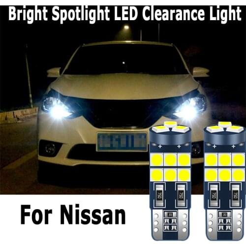 2x Car LED Clearance Light W5W T10 Lamp Bulb For nissan primera p12 navara d40 note leaf qashqai j11 j10 juke x trail t32 t31