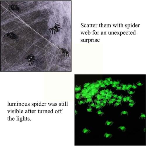 30/50 Pieces Of Mini Plastic Black Glowing Spider Halloween Mini Party Cotton Spider Plastic Toy V1G1