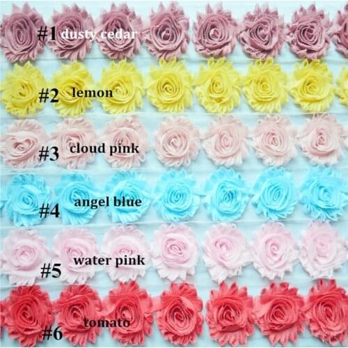 45 yards/lot, 2.5" Solid frayed chiffon shabby flower , shabby flowers hair apparel accessories (108 colors for selection)