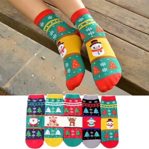 5pairs/lot women cartoon socks autumn-winter cute animal socks lady and femme funny cotton christmas sock