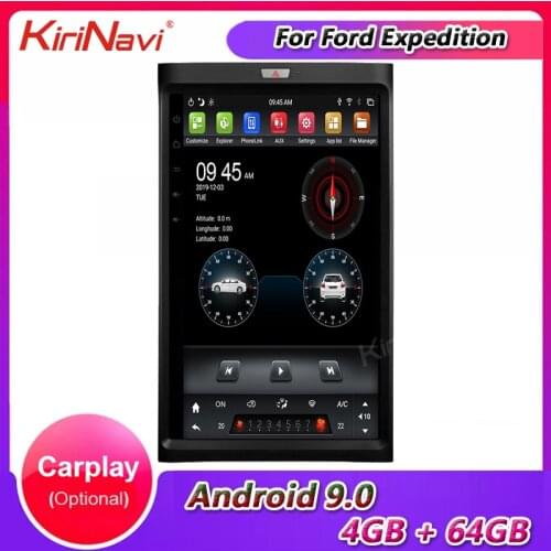 KiriNavi 17" Telsa Style Vertical Screen 1 Din Android 9.0 Car Radio For FORD Expedition Auto GPS Car DVD Player 4G 2007 - 2017