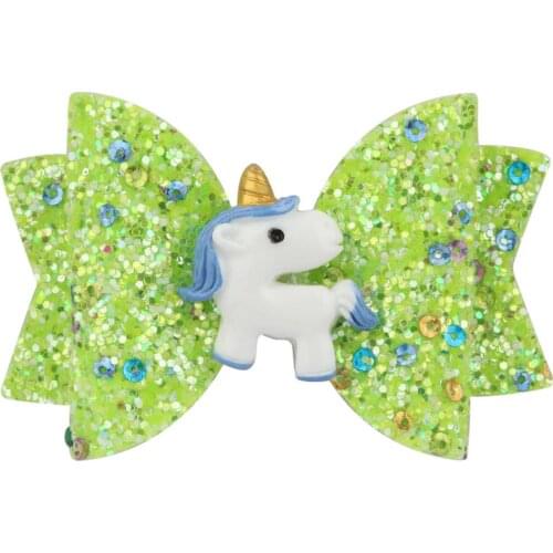 50pcs/lot, 3''Candy Color Hair Bows Unicorn Hair Clip Girls Kids Glitter Bows Hairpins Unicorn Design Hair Accessories