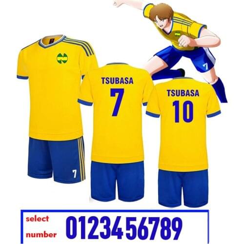 Captain Tsubasa White Jersey , Kids / men sizes, Tsubasa Ozora NO.10 Cosplay Football Clothing,Customize any number and name