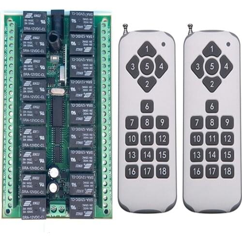DC 12V 24V 18CH 18 CH Radio Controller RF Wireless Remote Control Switch System Transmitter + Receiver 315/433 MHz/Garage Doors