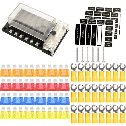 12-way RV Fuse Blocks Blade Fuse Box 12~32V Fuse Block Holder with LED Indicator Light Kit for Automotive Car Boat Marine Trike